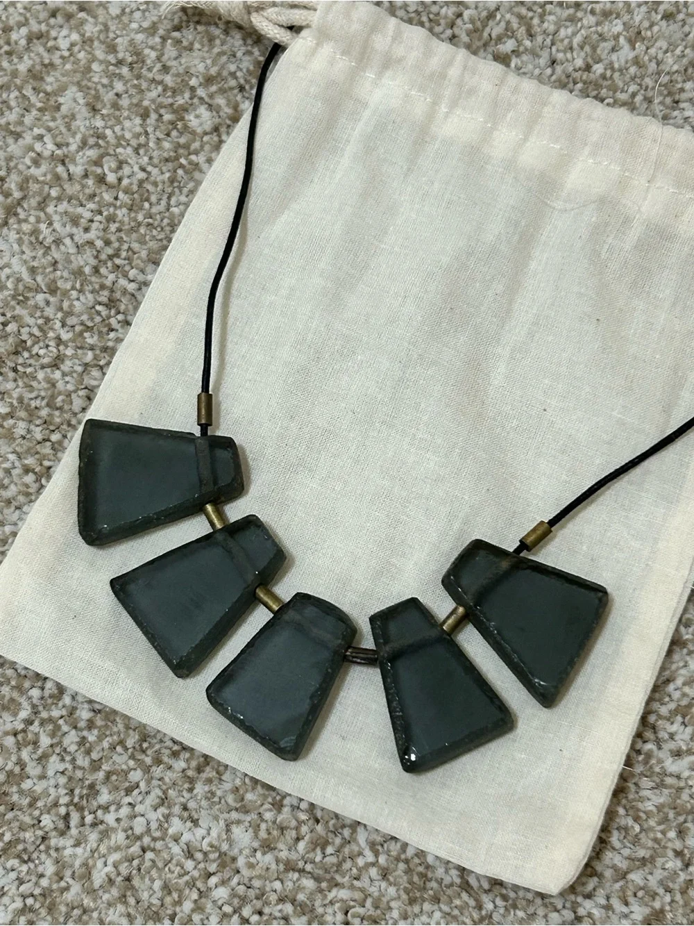 Minimalist handmade glass Black Statement Necklace for Women - Picture 2 of 7